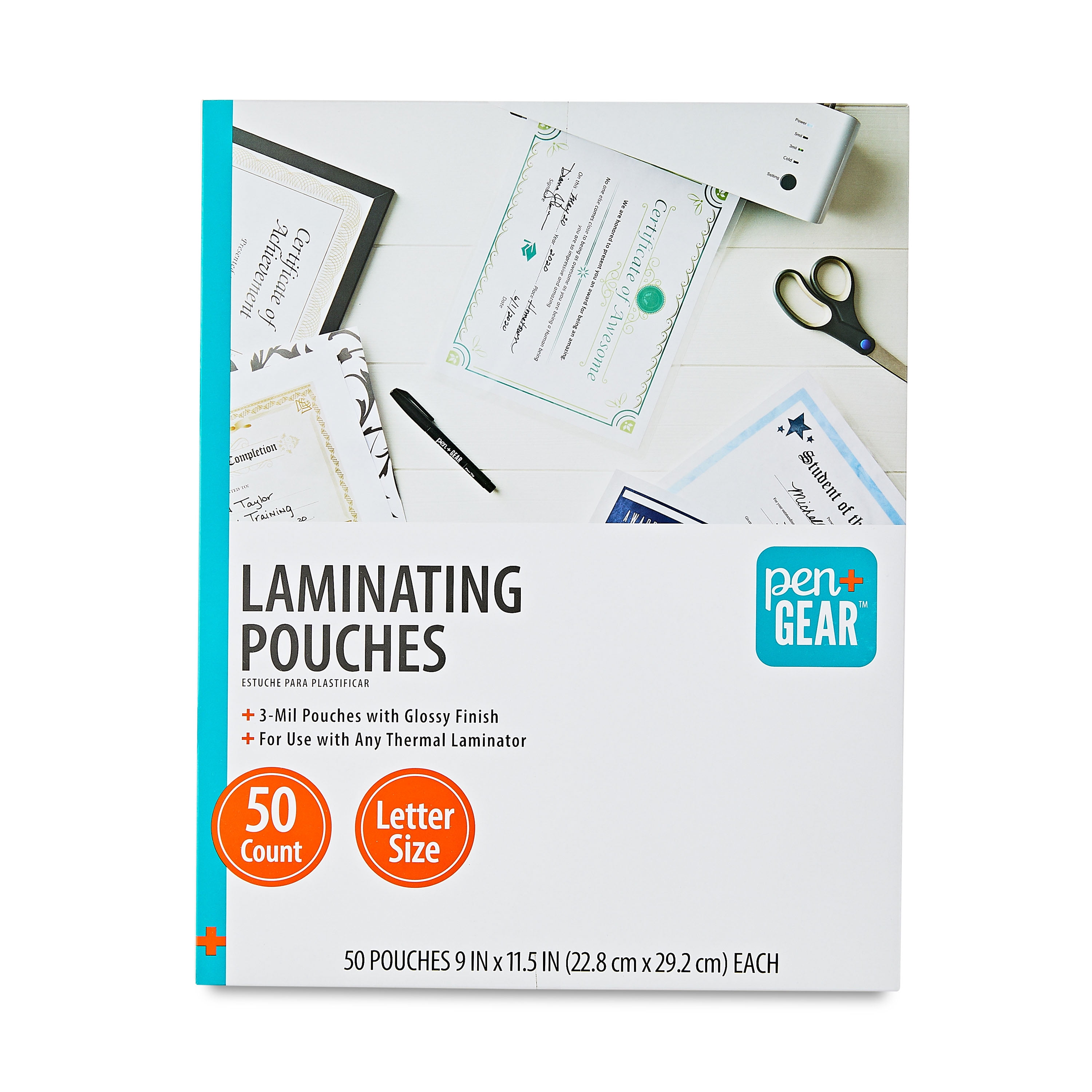 Pen + Gear Laminating Pouches, 9"x 11.5", Material Pet, 3 Mil, 50