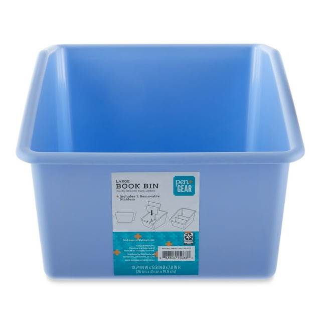 Pen + Gear Large Book Bin Desktop Organizer with 2 Removable Dividers