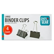 Pen+Gear Large Metal Binder Clips, Black, 4 Count