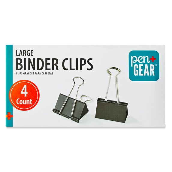 Pen + Gear Metal Binder Clips, Black, 4 Count