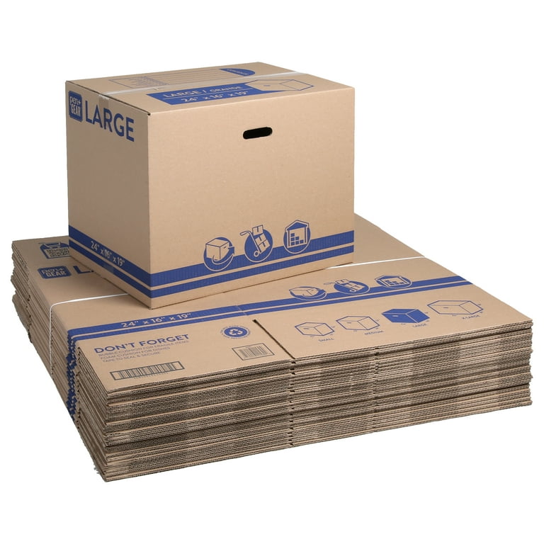 Pen+Gear Large Recycled Moving and Storage Boxes, 24 in. L x 16 in. W x 19  in. H, Kraft, 25 Count