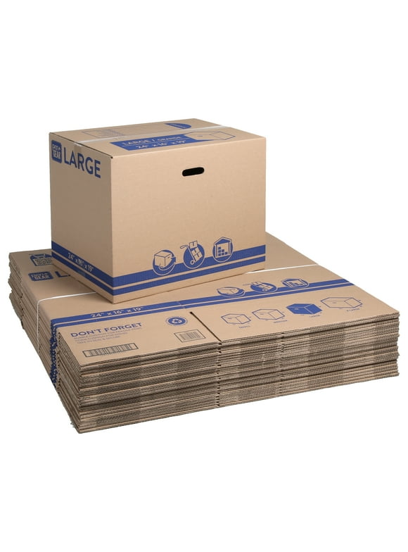 Pen+Gear Large Recycled Moving and Storage Boxes, 24 in. L x 16 in. W x 19 in. H, Kraft, 25 Count