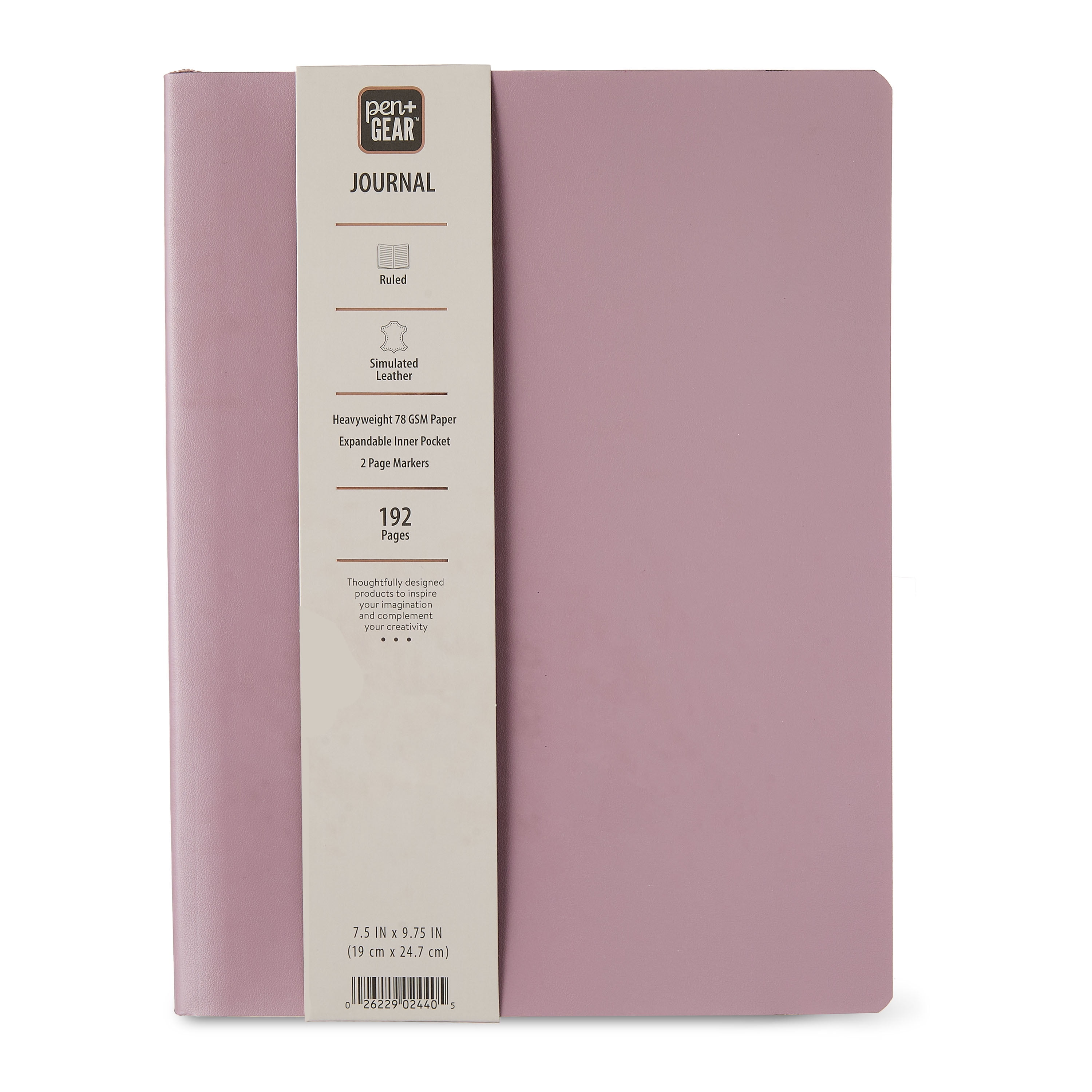 Pen+Gear Simulated Leather Journal, Lavender, 7.5" x 9.75", 192 Ruled Pages