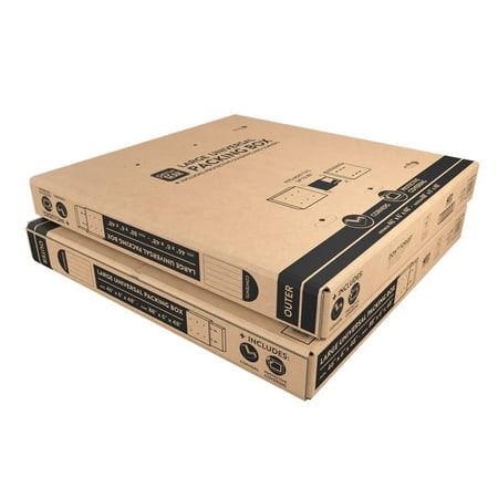 Pen + Gear Large Universal Packing Moving Box w/Cushioning, Fits TVs up to 85 in., Kraft, 2 Count