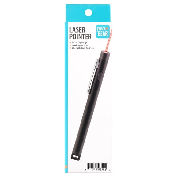 Pen+Gear Laser Pointer, 650 nm Wavelength, Adjustable Light Spot, Black