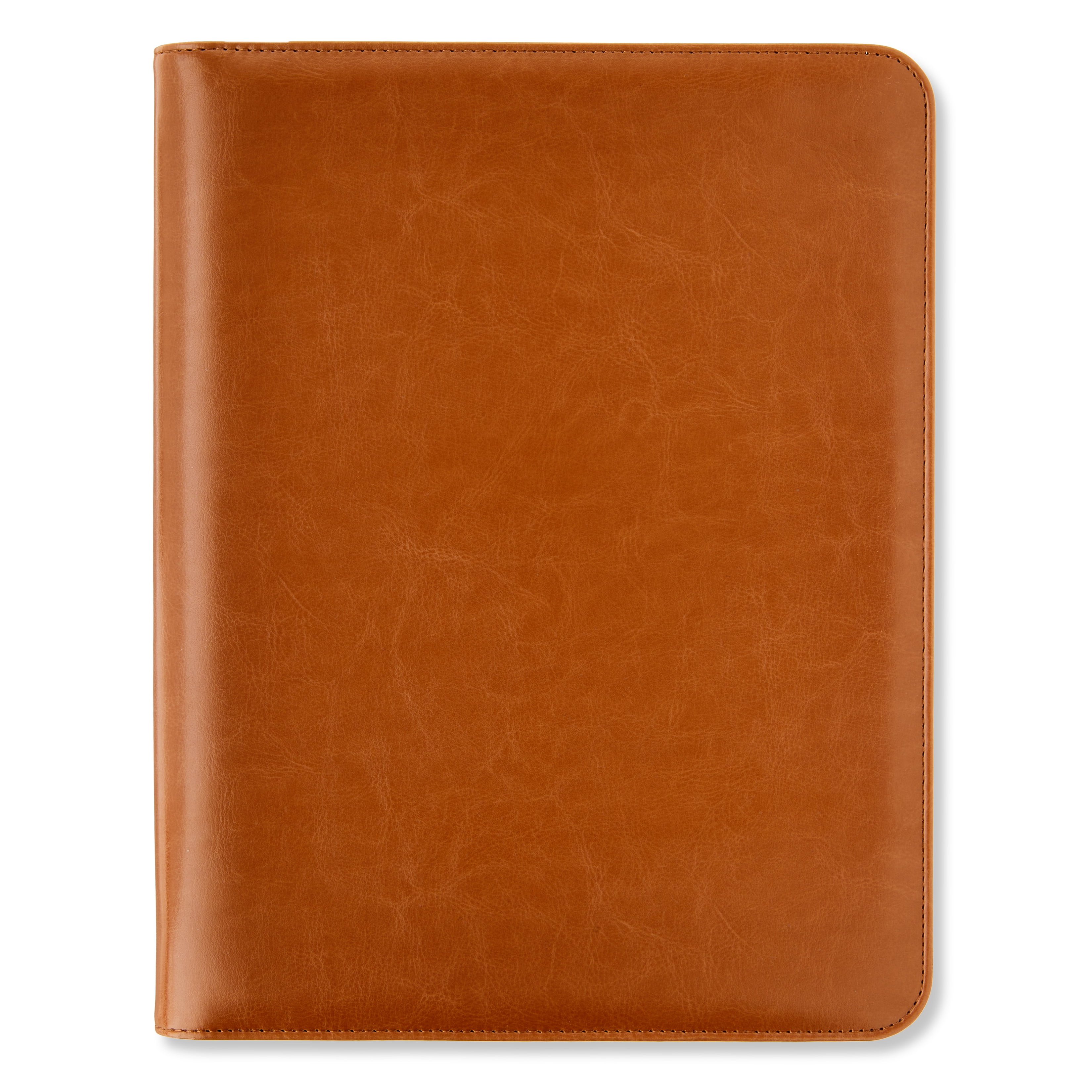 Pen+Gear Leatherette Zipper Padfolio with Interior Pockets, Brown, Letter Size, 9.6 in x 12.4 in