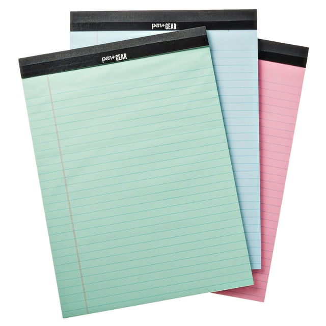 Pen + Gear Legal Pads, 8.5"X11.75", Pastel Color Paper, 50 Sheets, 3