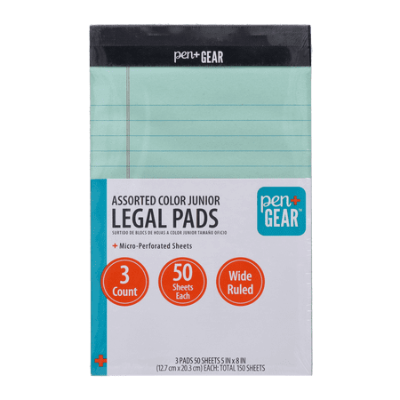Pen + Gear Pastel Color Legal Pads, 50 Sheets, 3 Count, 5" x 8", Microperforated