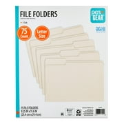Pen+Gear Letter Size 1/3 Cut File Folders, 75 Count, Manila