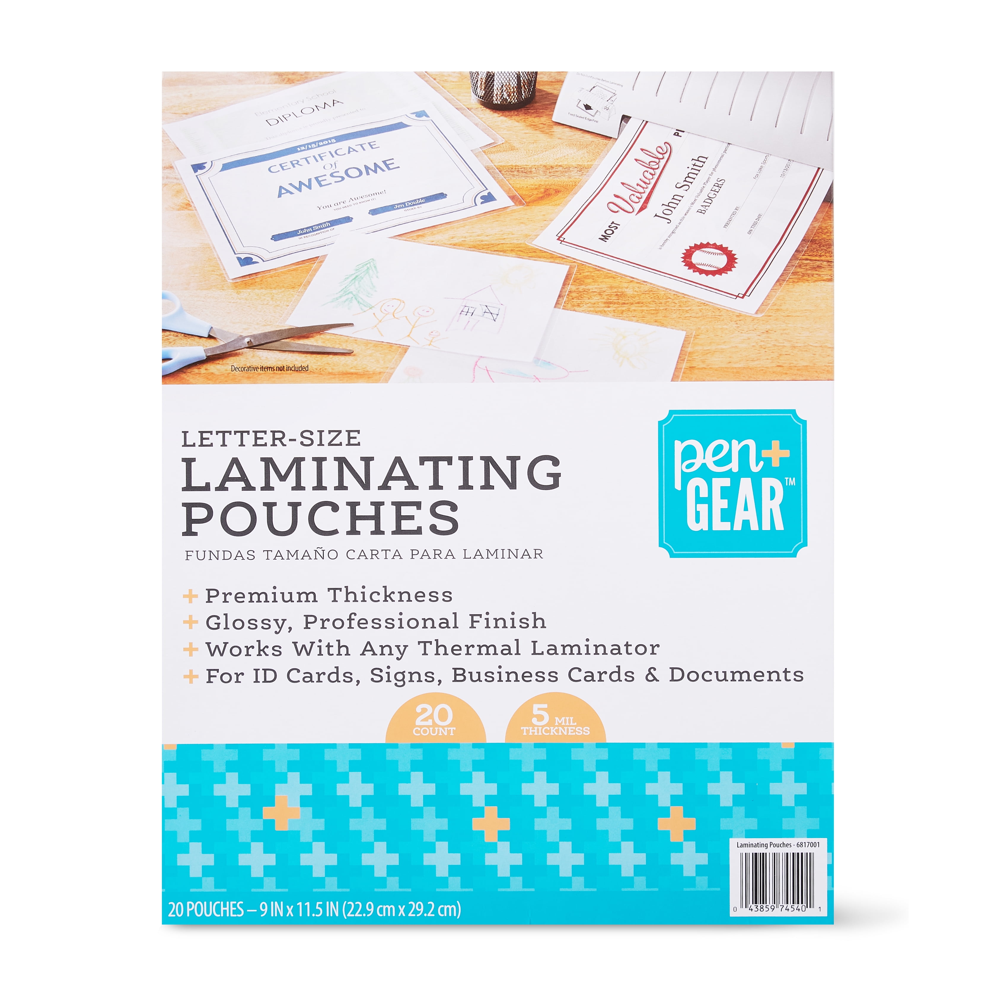 Pen + Gear LetterSize Laminating Pouches, 9 in x 11.5 in, 20 Count
