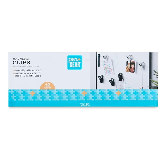 Pen+Gear Bag Clips, Black and White, 12pk, Heavy Duty