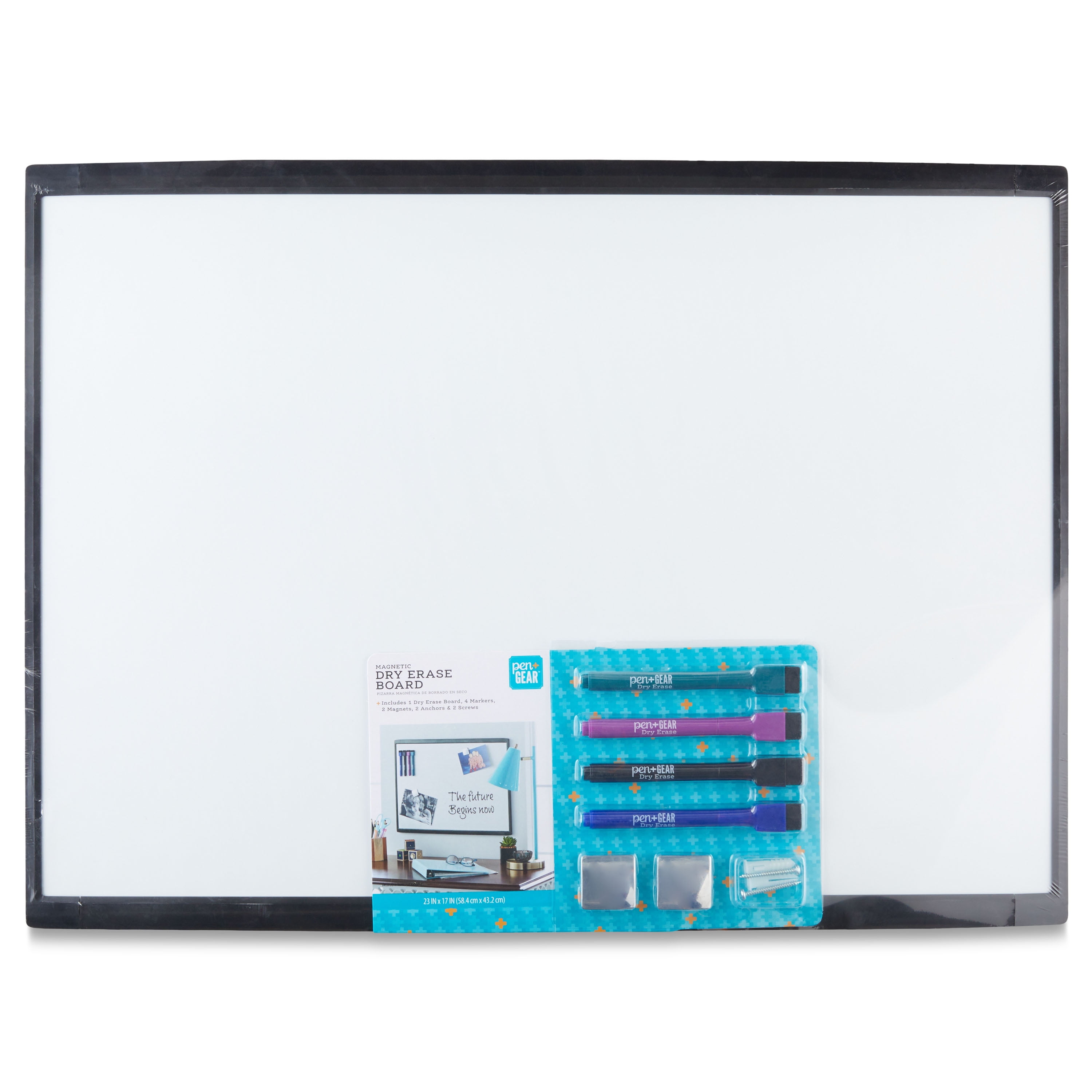 Navaris Magnetic Dry Erase Board - 16 x 24 inches Decorative White Board  for Wall with Design, Includes 5 Magnets and Marker - Wooden Planks 