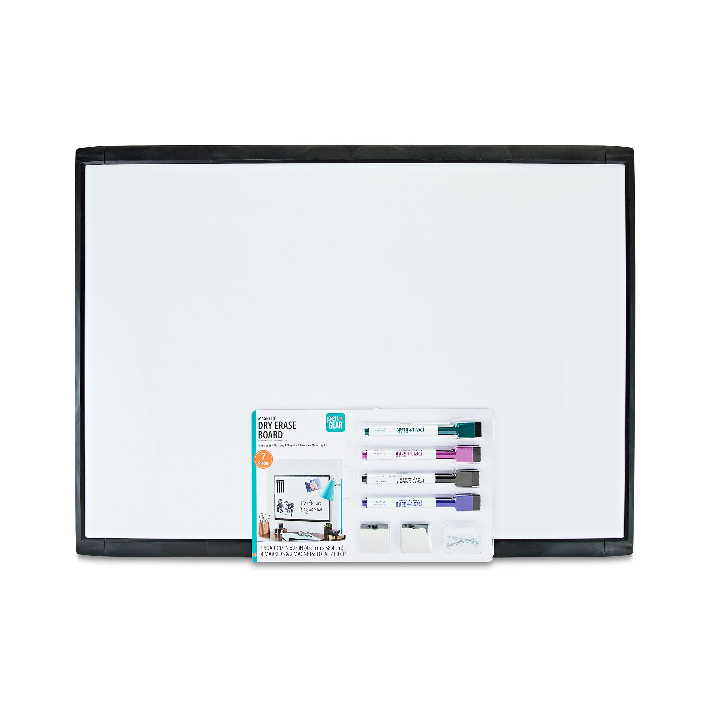 Black Matte Magnetic Dry Erase Board with Markers and Magnets