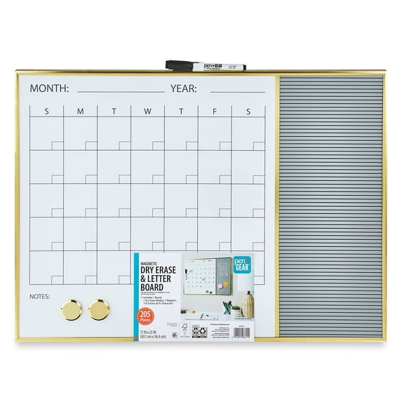 Pen+Gear Magnetic Dry Erase Wall Calendar & Letter Board, 17