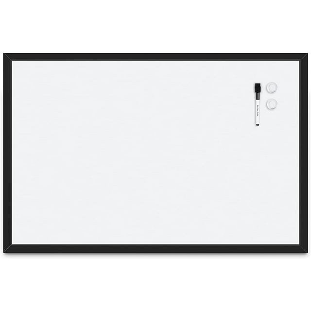 Pen + Gear Magnetic Dry Erase Whiteboard, 35'' x 23'', Black Wooden Frame