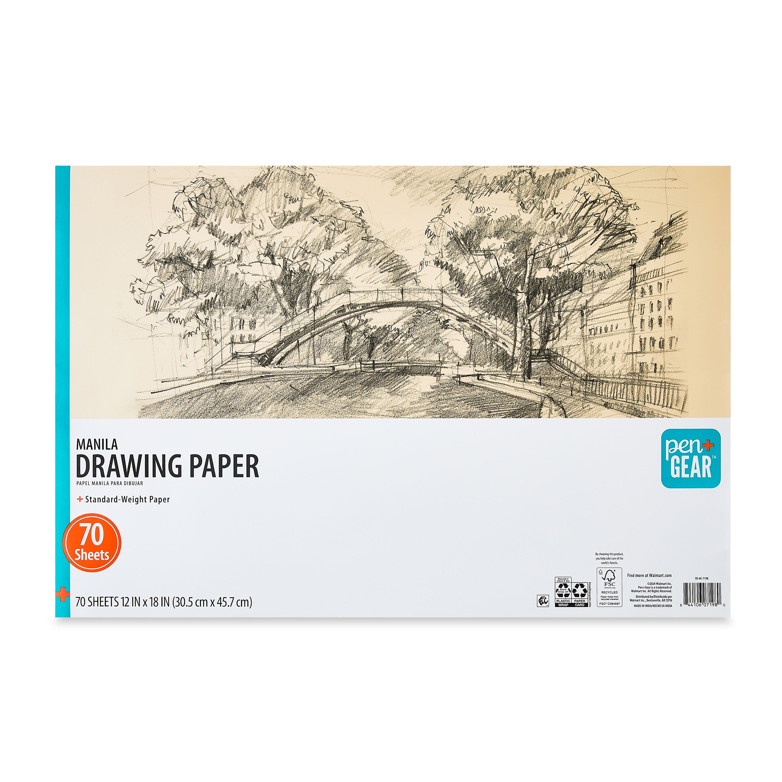 Pen+Gear Manila Drawing Paper, 18" x 12", 70 Count