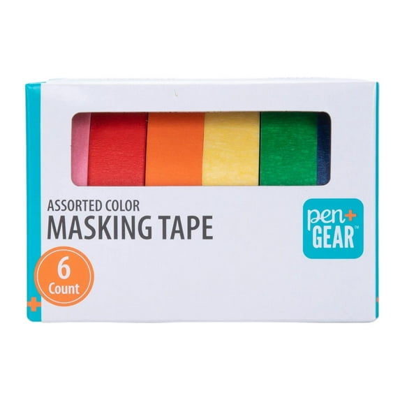 Pen+Gear Masking Tape, 0.59 in x 15 Yds, Multicolor, 6 Rolls
