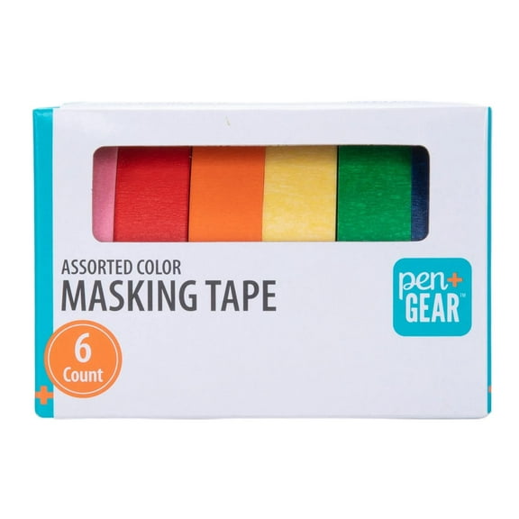 Pen+Gear Masking Tape, 0.59 in x 15 Yds, Multicolor, 6 Rolls