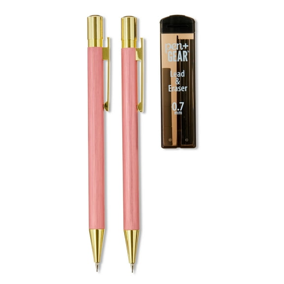 Pen+Gear Mechanical Pencil Kit, 0.7 mm, Pink, 2 Count