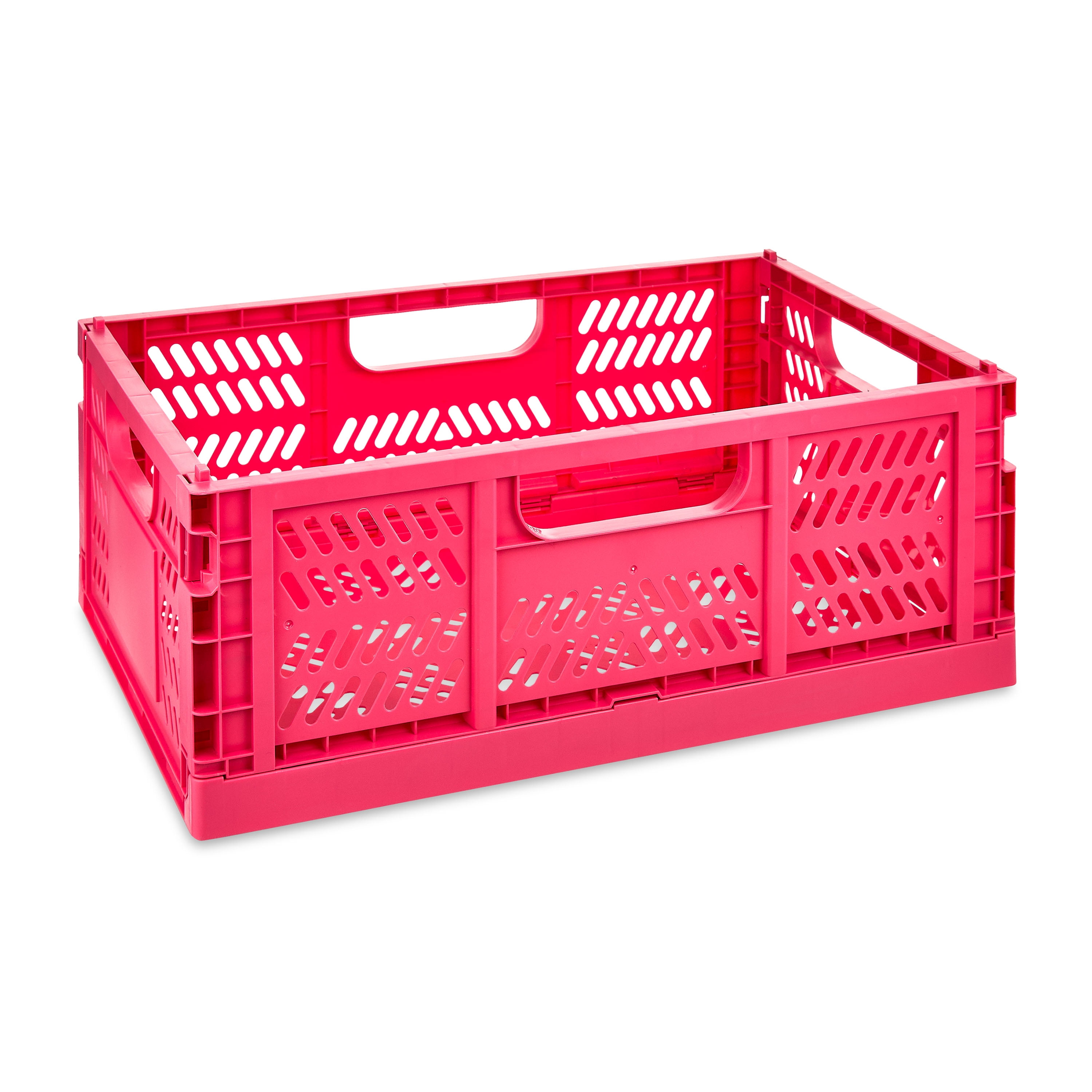 Pen+Gear Medium Collapsible Storage Crate, Coral, 16.92" W x 11.41" D x 6.22" H