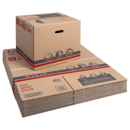 Pen+Gear, Medium Extra Strength Recycled Moving Storage Boxes, 19in x 14in x 17in, Kraft ,15 Count