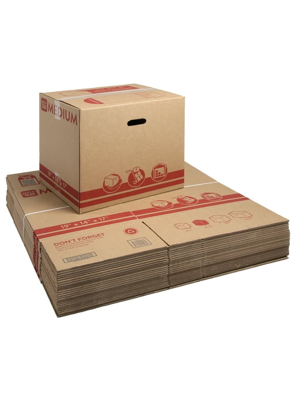 Pen+Gear Medium Recycled Packing Moving Storage Boxes, 19in.Lx14in.Wx17in.H, Kraft, 25 Count