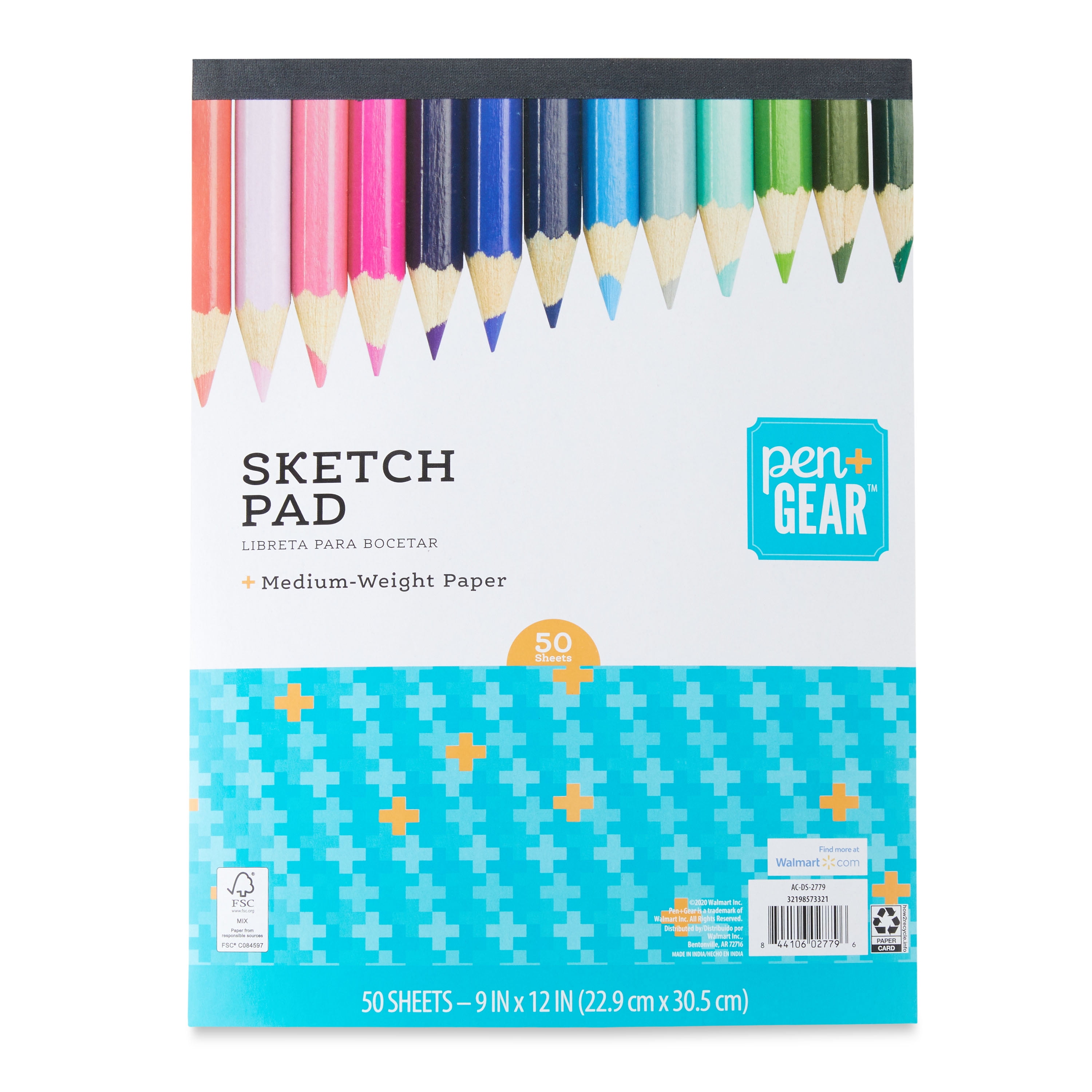 Pen + Gear Medium Weight Paper Sketch Pad, 50 Sheets, 9 x 12
