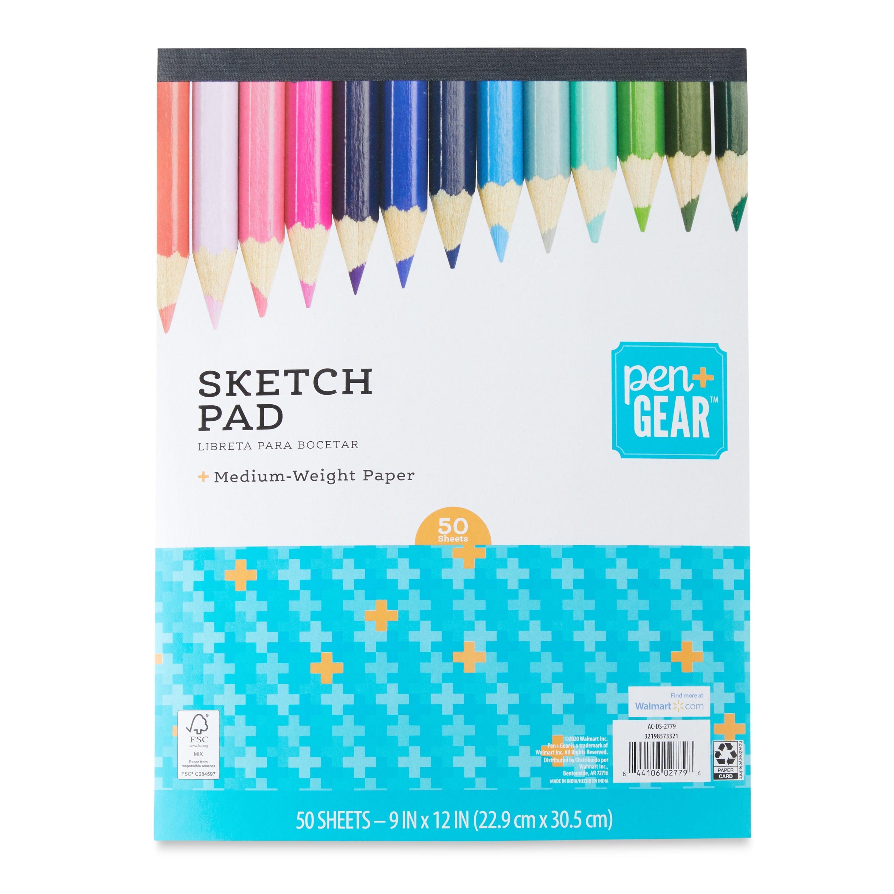 Pen + Gear Medium Weight Paper Sketch Pad, 50 Sheets, 9 x 12 