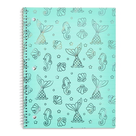 Pen+Gear Composition Book, Wide Ruled, 7.5"x 9.75", Poly Cover, Mermaid, 80 Sheets
