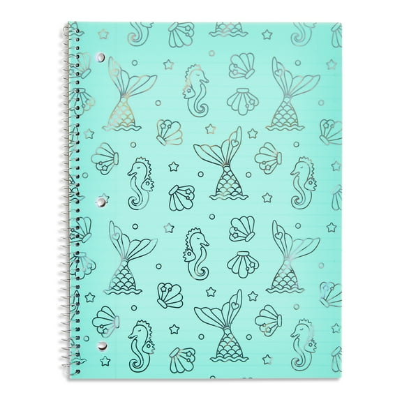 Pen+Gear Composition Book, Wide Ruled, 7.5"x 9.75", Poly Cover, Mermaid, 80 Sheets
