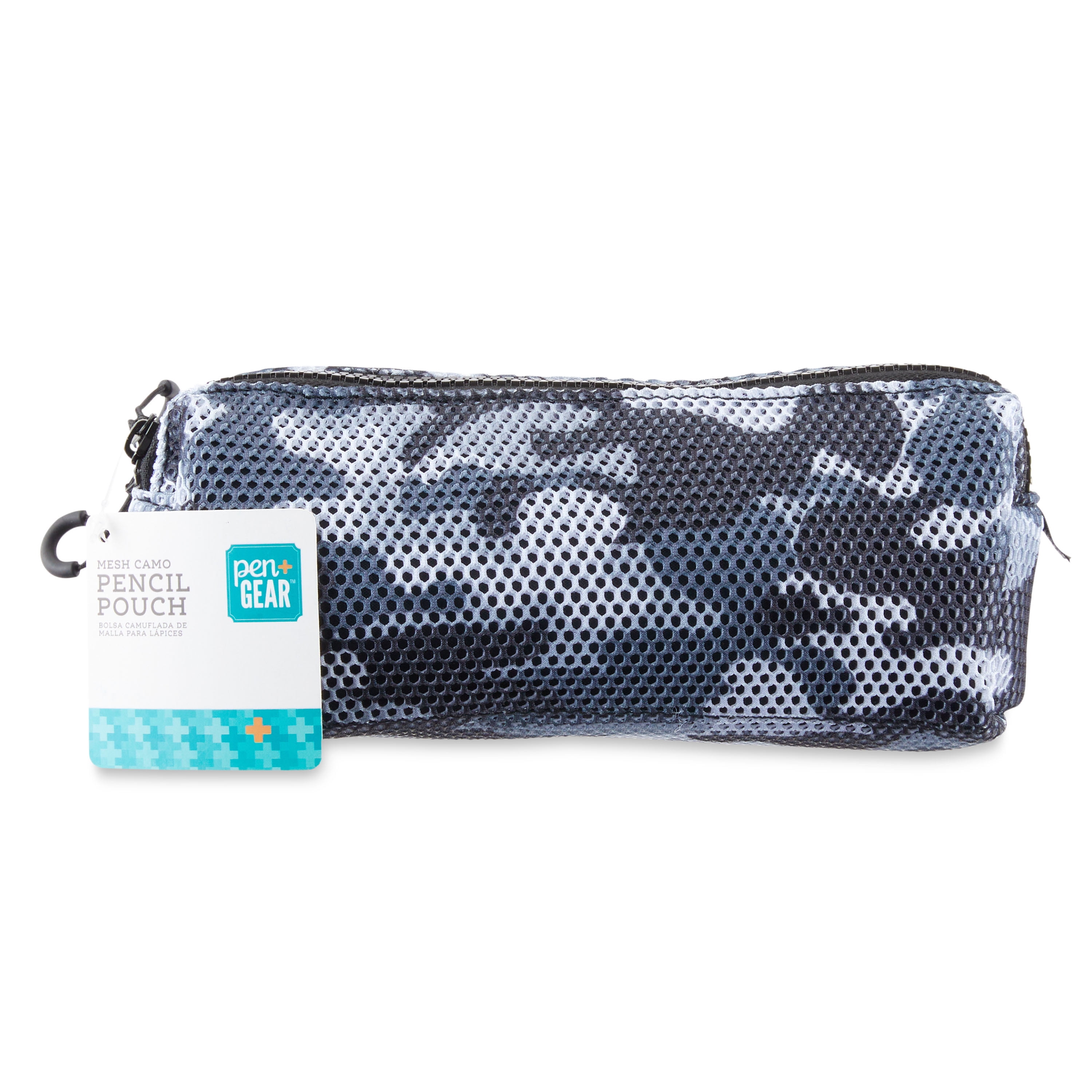 Pen+Gear Mesh Camo Pencil Pouch, Gray Color, New and Neutral School Bag