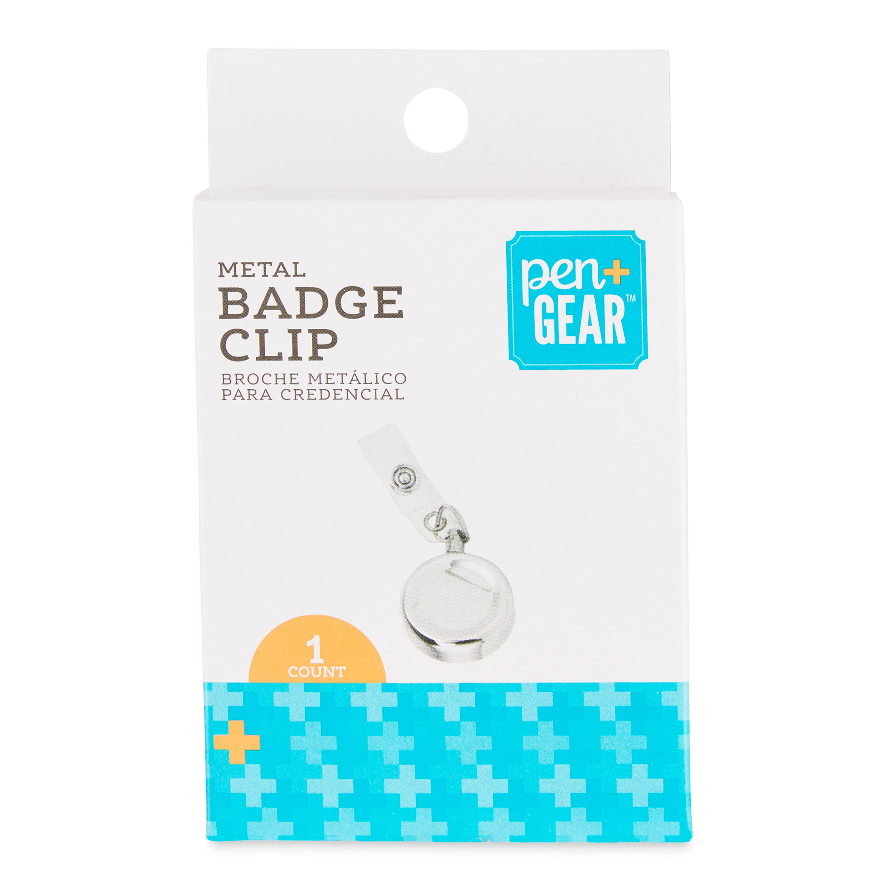 Pen+Gear Metal Badge Clip for Badge Cards, Silver, 1 Ct