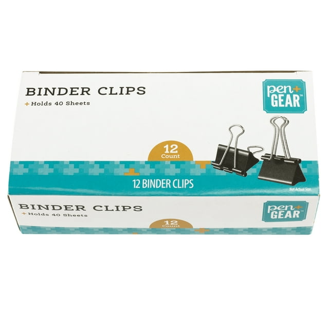 Pen + Gear Metal Binder Clips, Black, 12 Count