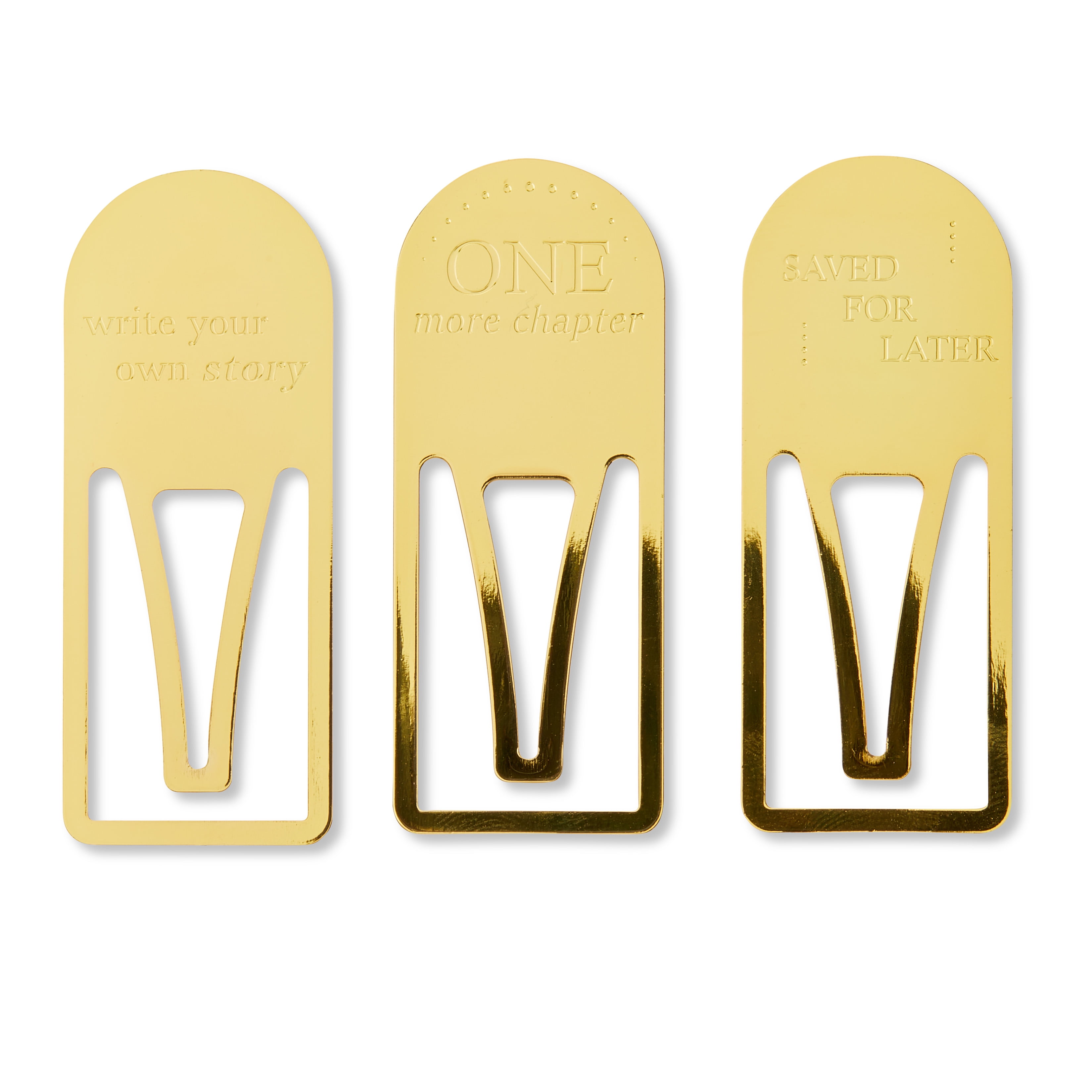 Walmart discounts of Pen+Gear Metal Bookmarks, Gold Color, 3 Pack, 2.55" x 2.55" x 2.75", Perfect for Office & School Reading