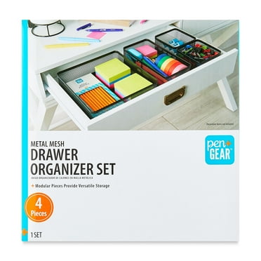 Pen+Gear Metal Desk Organizer Set, Black, 4 Pieces