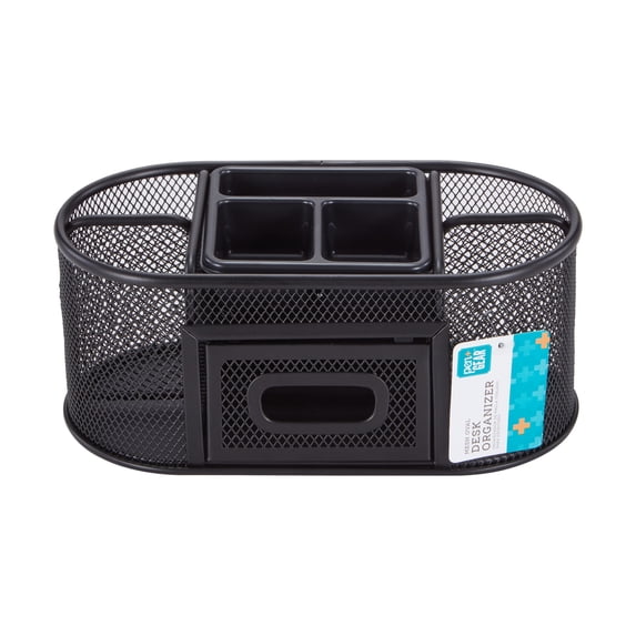 Pen+Gear Metal Mesh Desktop Organizer, Black