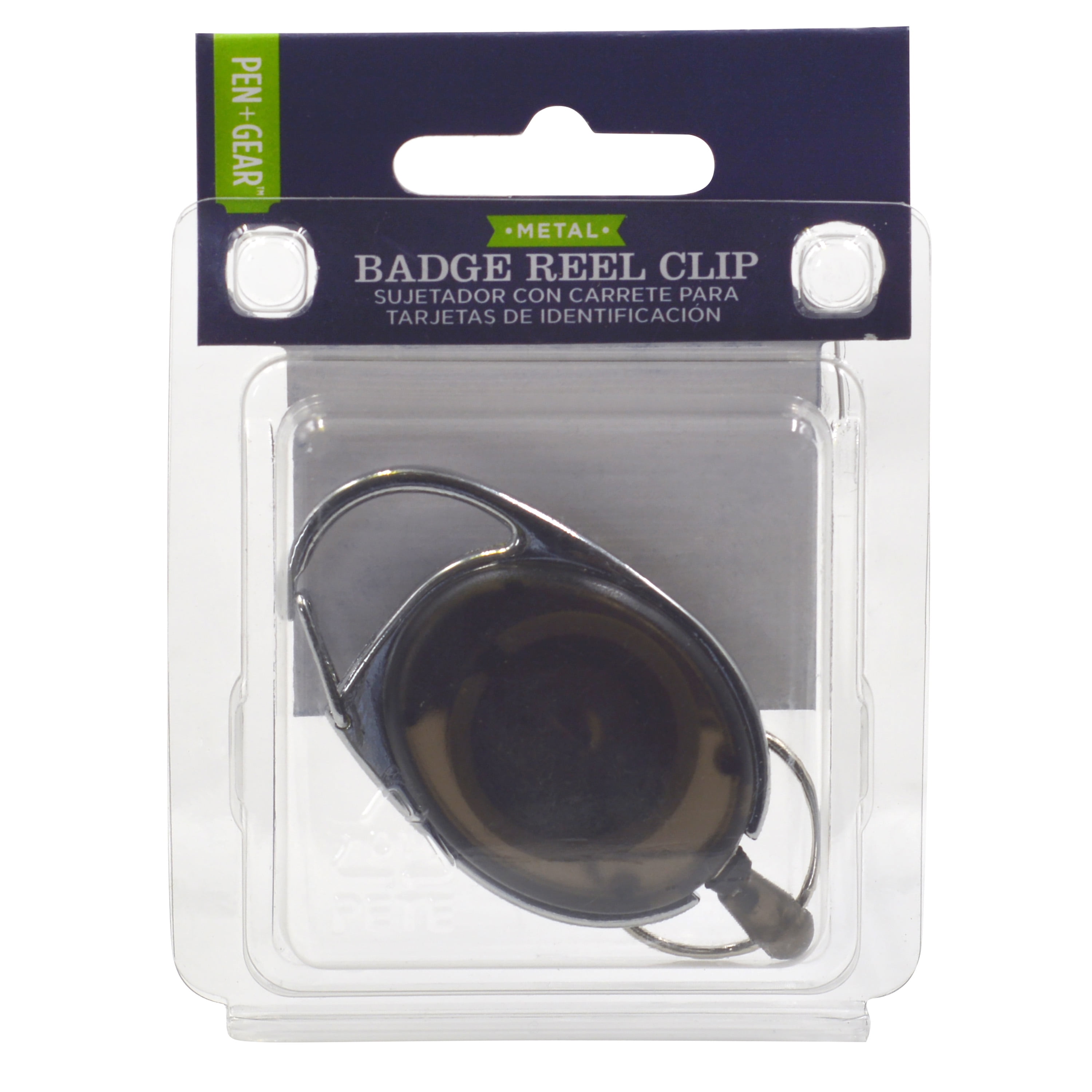 Pen + Gear Metal Retractable Badge Holder with Carabiner Reel Clip, Black