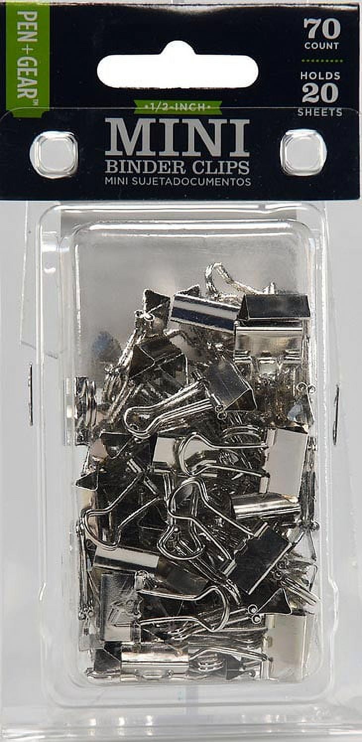 Pen + Gear Mini Binder Clips, Home School Office Supplies, Silver, 70 Count
