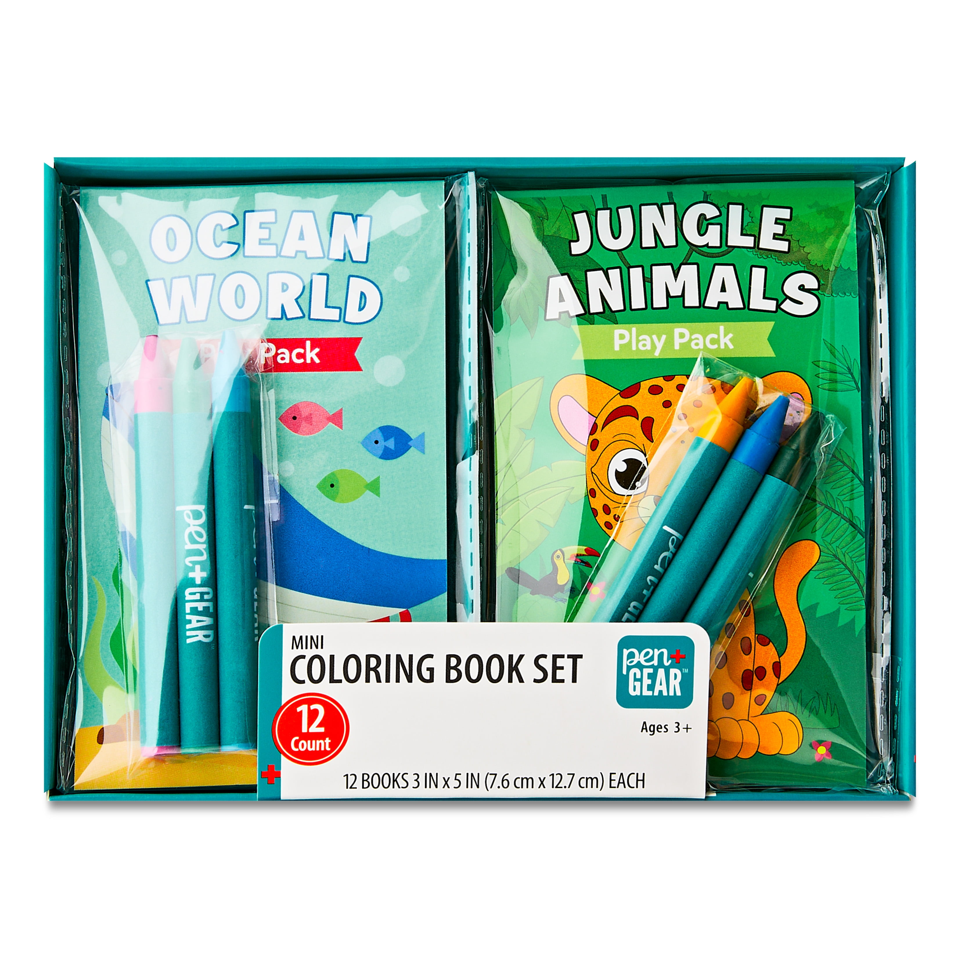Pen+Gear Mini Coloring Book Set, 12 Animal Coloring Books with Stickers ...