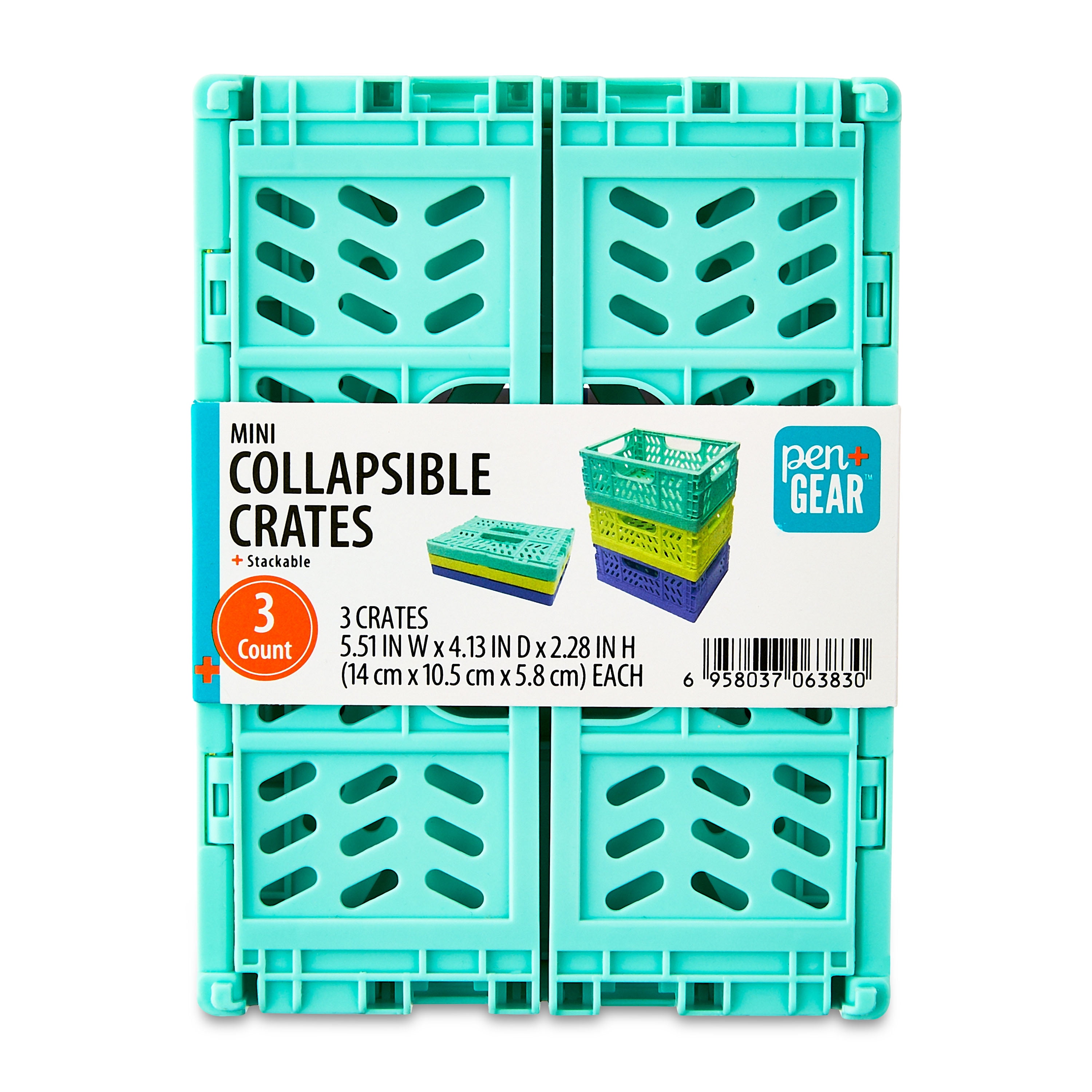 Pen+Gear Mini Collapsible Crate, 5.51" x 4.13" x 2.28", Assorted Blue ...