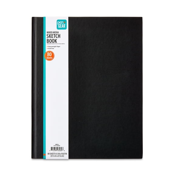 Pen+Gear Mixed Media Sketch Book, 8.5 in x 11 in, 80 Sheets, White, Acid-Free, Perforated