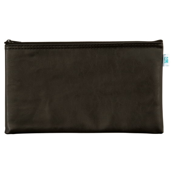 Pen + Gear Money Pouch Security Deposit Utility Zipper Bags, Black Leatherette PU Material