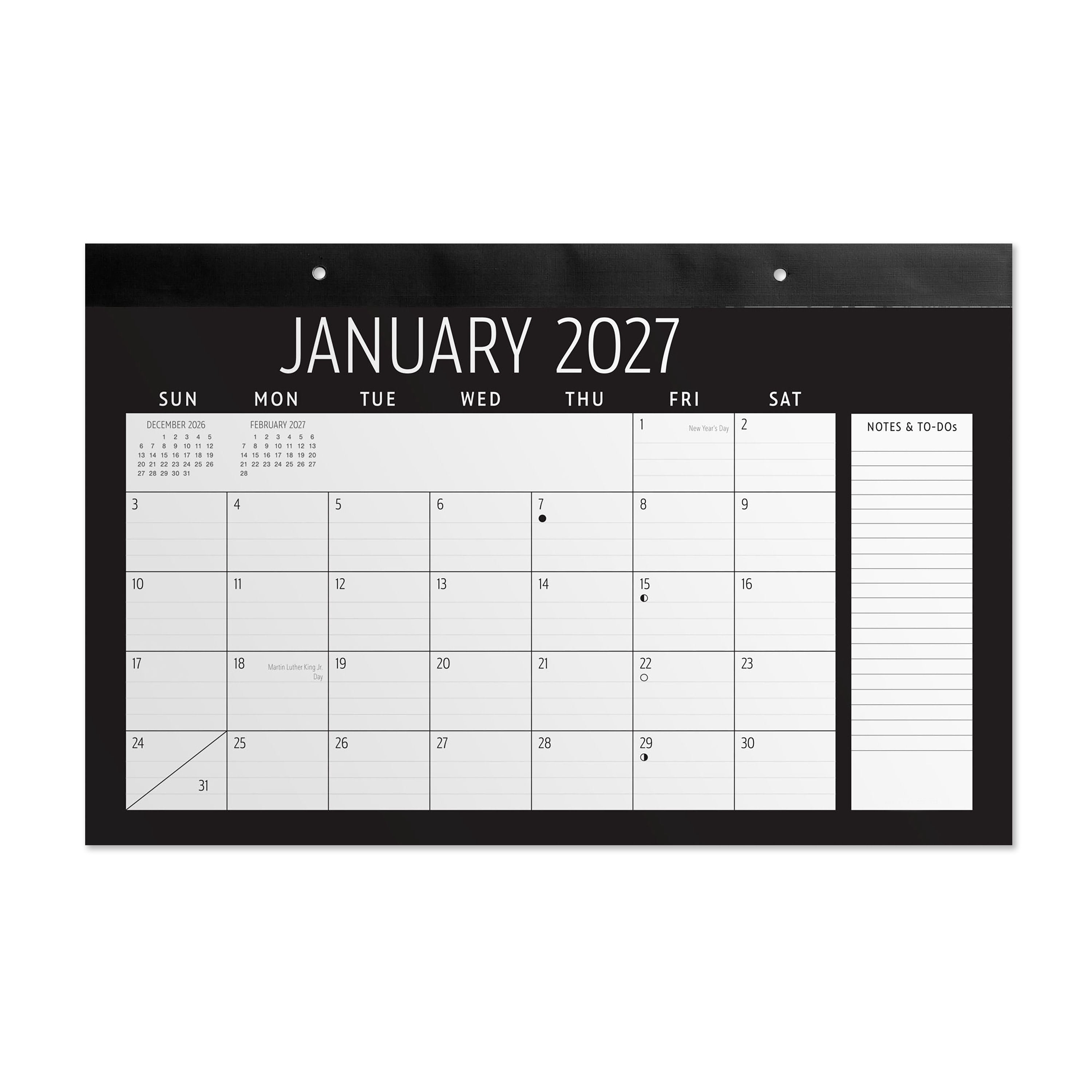 Pen+Gear 2027 Black Desk Pad Calendar 17x11 January-December
