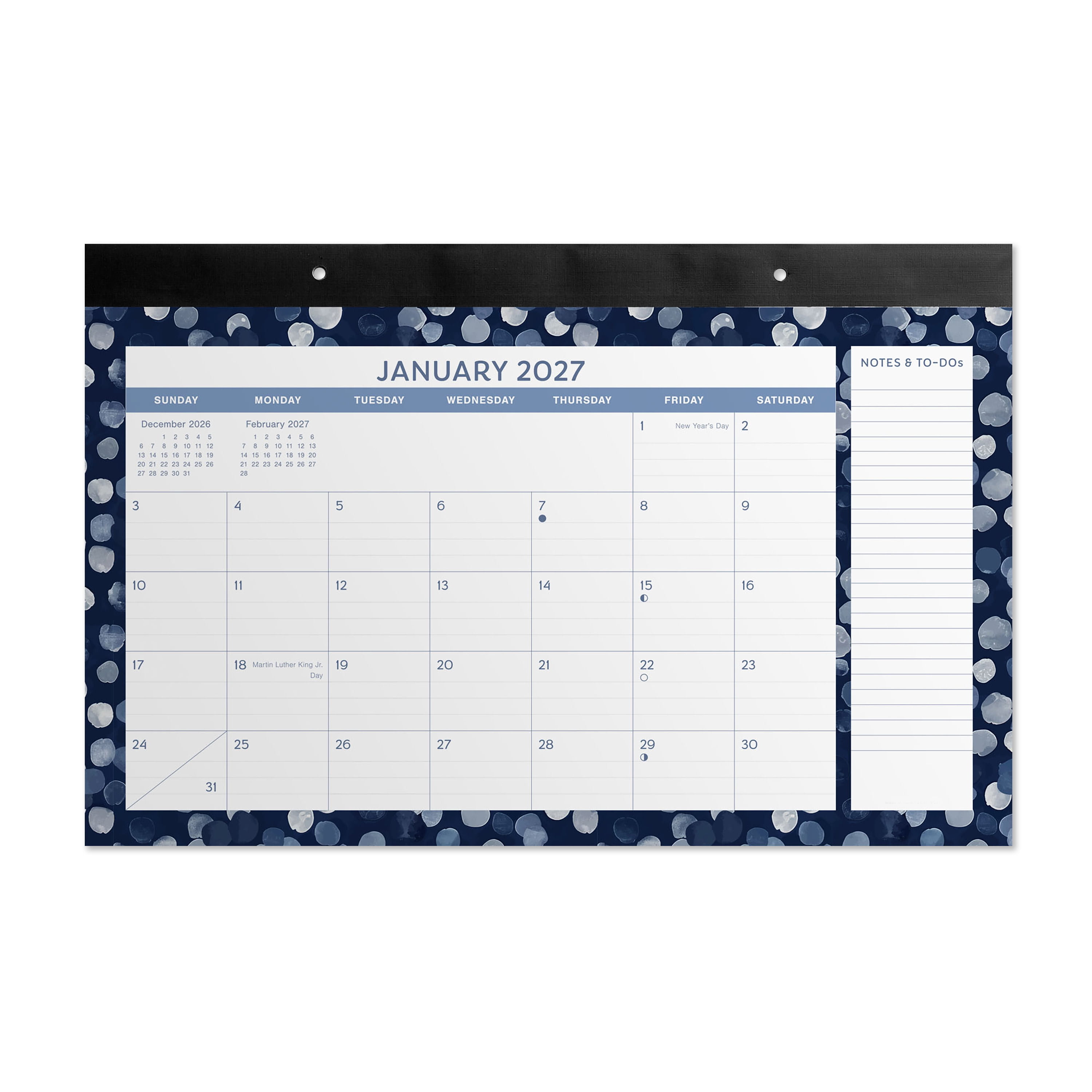 2027 Pen+Gear Blue Dot Desk Pad Calendar 17x11 January-December Gridded