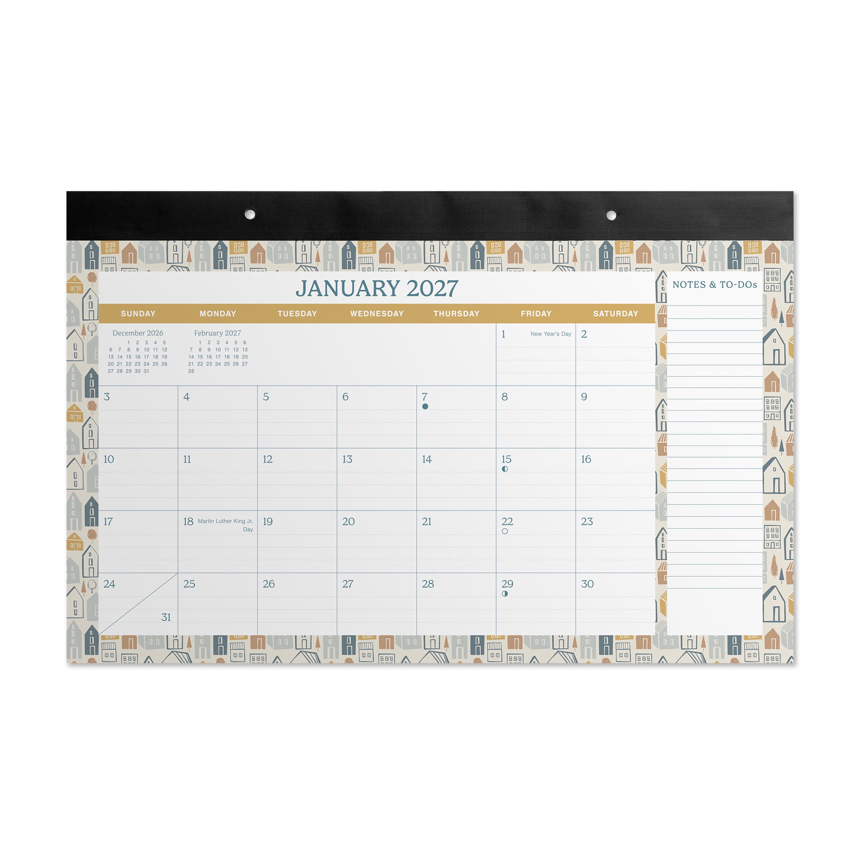 Pen+Gear 2027 House Design Desk Pad Calendar, 17" x 11", January to December, Perforated