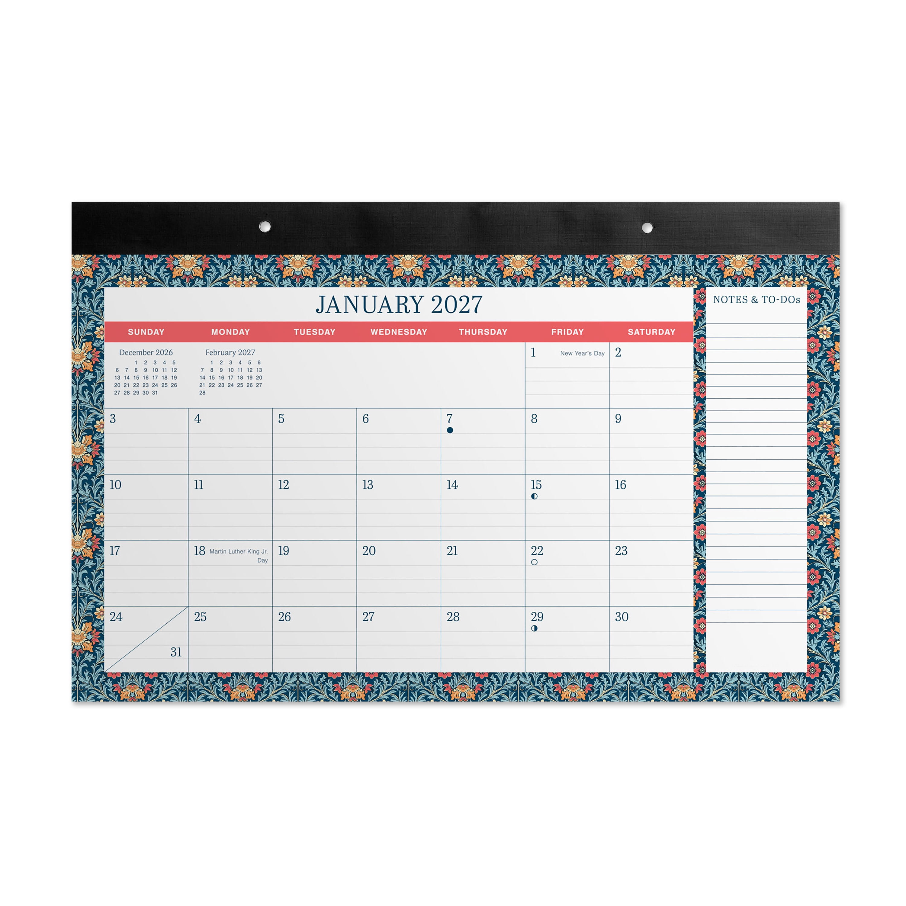 Pen+Gear Vintage Floral Desk Pad Calendar 2027, 17x11 Inches, January to December
