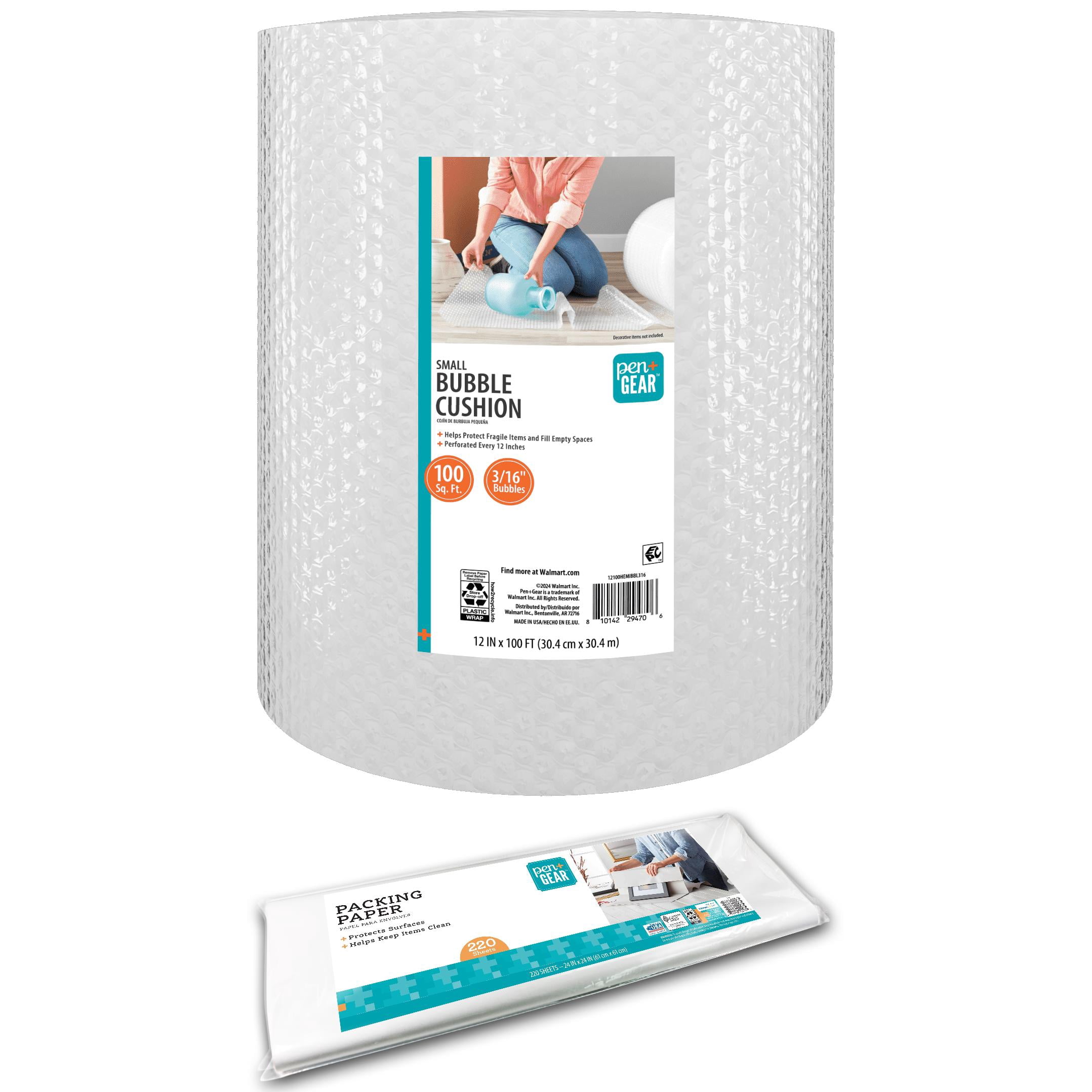 Pen+Gear Moving & Packing Protection Bundle with Bubble Wrap Roll and Packing Paper