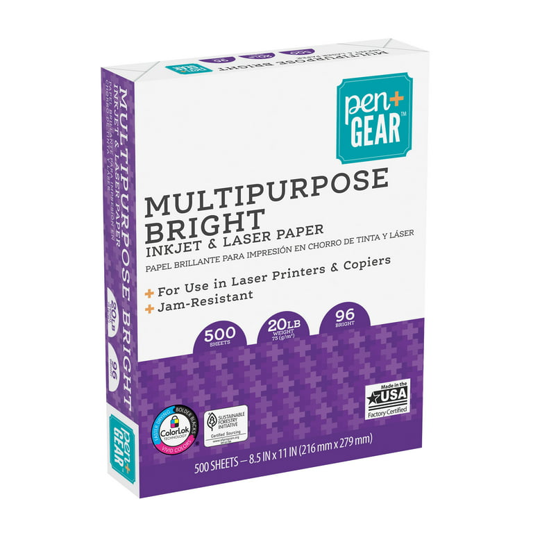 MultiPurpose20 Paper, 96 Bright, 20 lb Bond Weight, 8.5 x 11, White, 500  Sheets/Ream, 5 Reams/Carton - TonerQuest