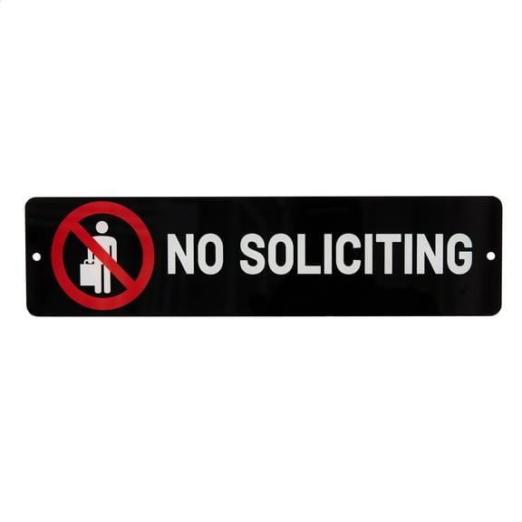 Pen+Gear No Soliciting Sign, 2×8 inch, Black Color, 1 Pack