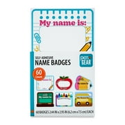 Pen+Gear Self-Adhesive Name Badge Labels, 2.44 x 2.95, 60-Count, White Matte Paper, Assorted Color Borders, Easy Peel & Stick